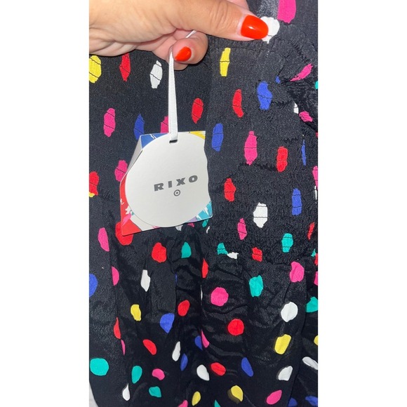 NWT Rixo For Target Polka Dot Halter Dress Multicolor Black Sleeveless Party 4X - Picture 4 of 5